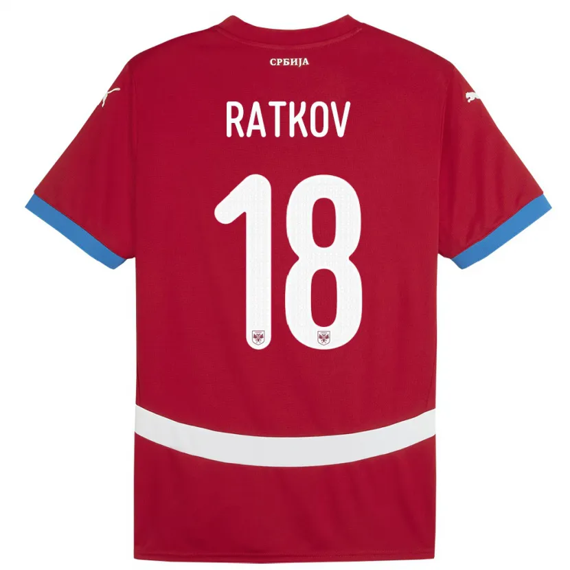 Danxen Kinder Serbien Petar Ratkov #18 Rot Heimtrikot Trikot 24-26 T-Shirt