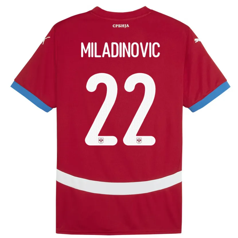 Danxen Kinder Serbien Igor Miladinovic #22 Rot Heimtrikot Trikot 24-26 T-Shirt
