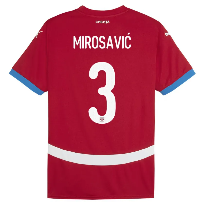 Danxen Kinder Serbien Veljko Mirosavic #3 Rot Heimtrikot Trikot 24-26 T-Shirt