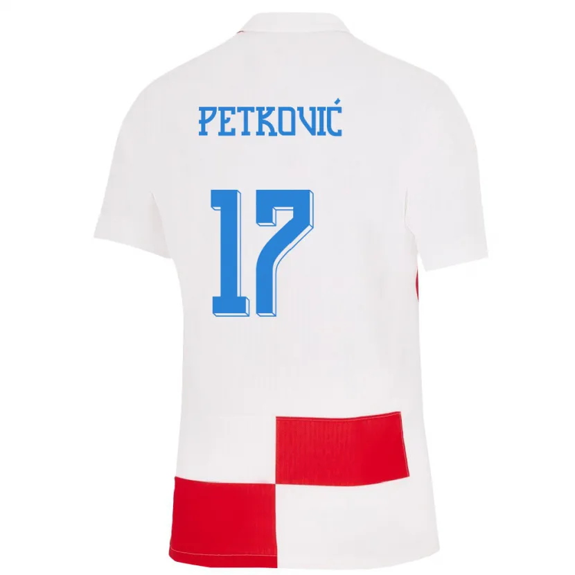Danxen Kinder Kroatien Bruno Petkovic #17 Weiß Rot Heimtrikot Trikot 24-26 T-Shirt