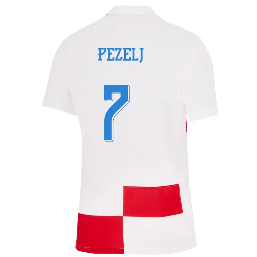Danxen Kinder Kroatien Petra Pezelj #7 Weiß Rot Heimtrikot Trikot 24-26 T-Shirt