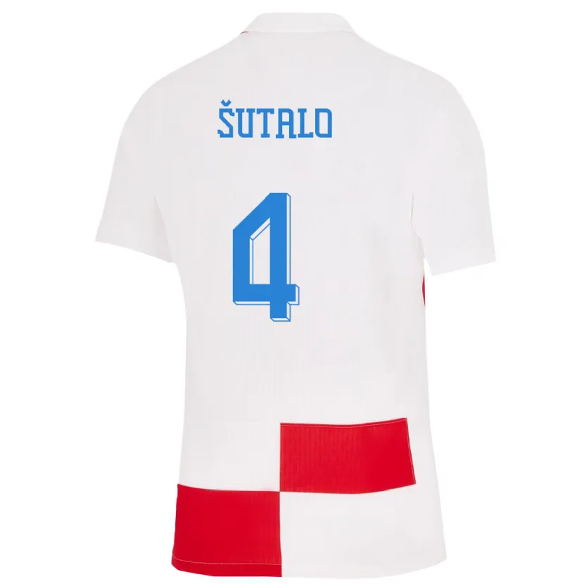 Danxen Kinder Kroatien Bosko Sutalo #4 Weiß Rot Heimtrikot Trikot 24-26 T-Shirt