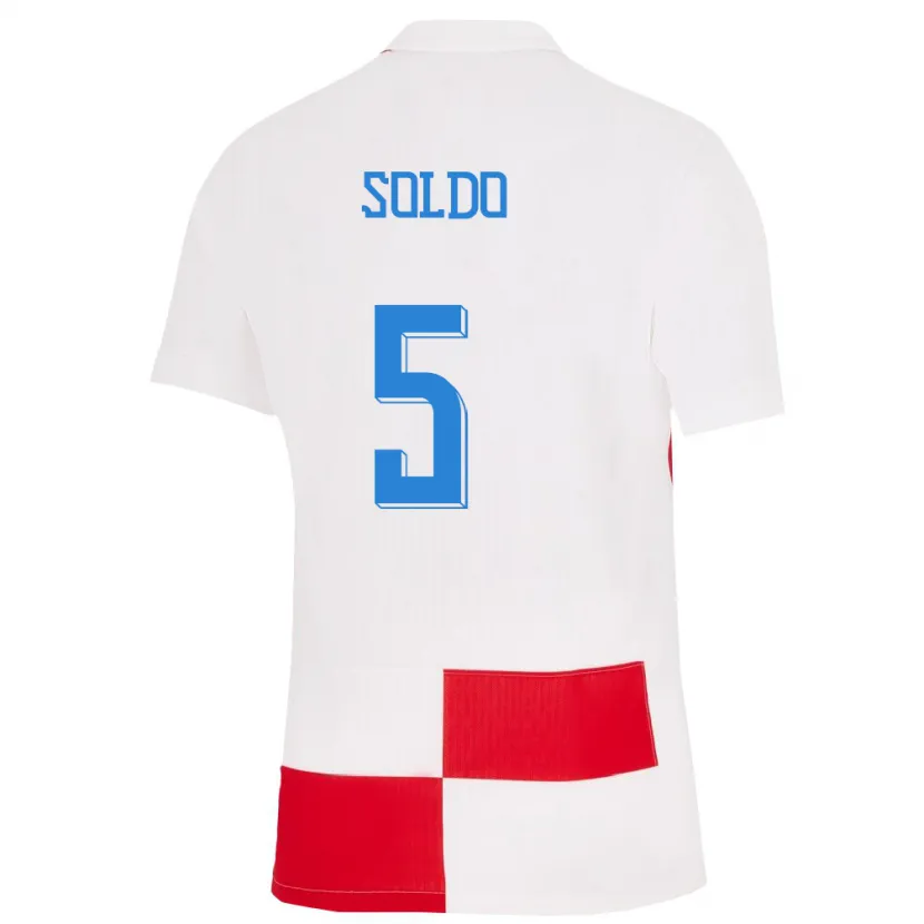 Danxen Kinder Kroatien Nikola Soldo #5 Weiß Rot Heimtrikot Trikot 24-26 T-Shirt