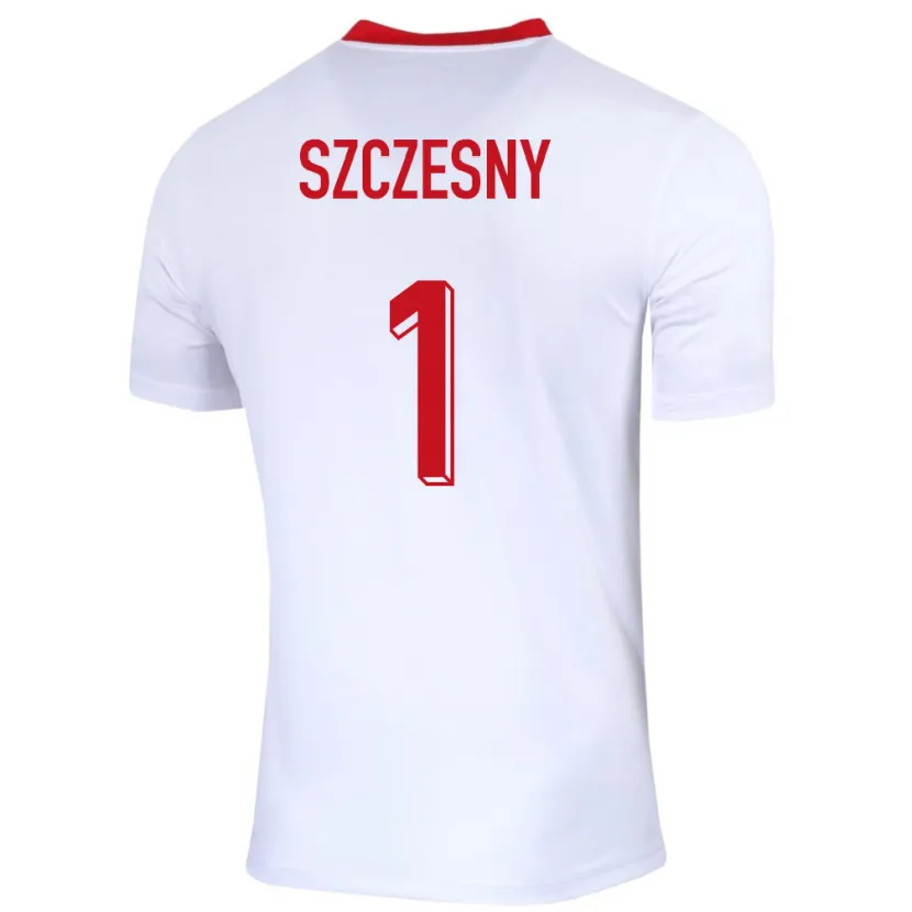 Danxen Kinder Polen Wojciech Szczesny #1 Weiß Heimtrikot Trikot 24-26 T-Shirt