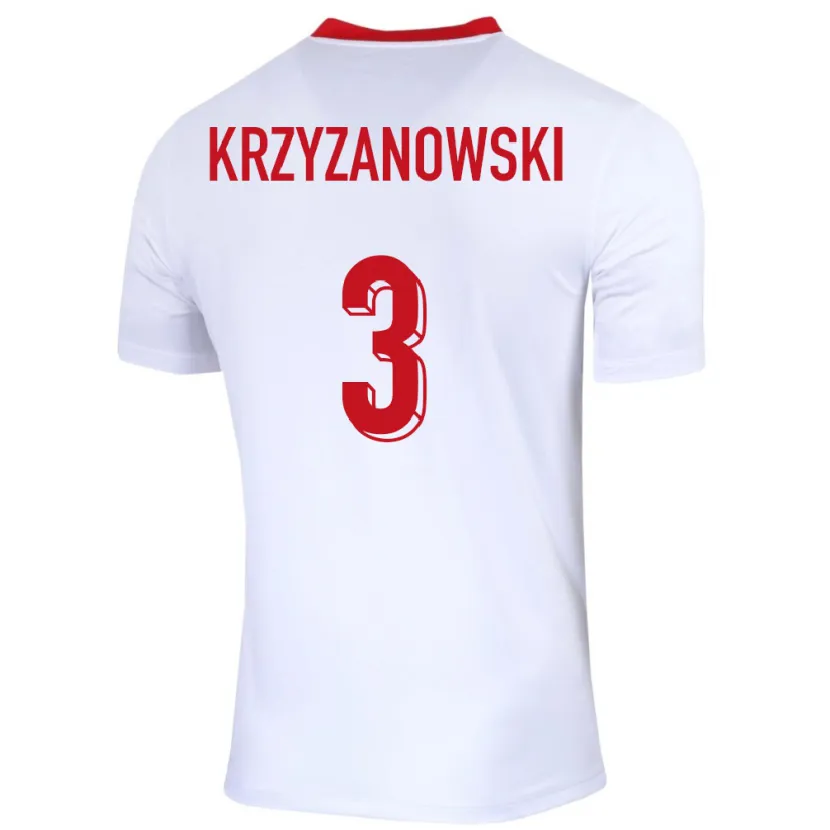 Danxen Kinder Polen Jakub Krzyzanowski #3 Weiß Heimtrikot Trikot 24-26 T-Shirt