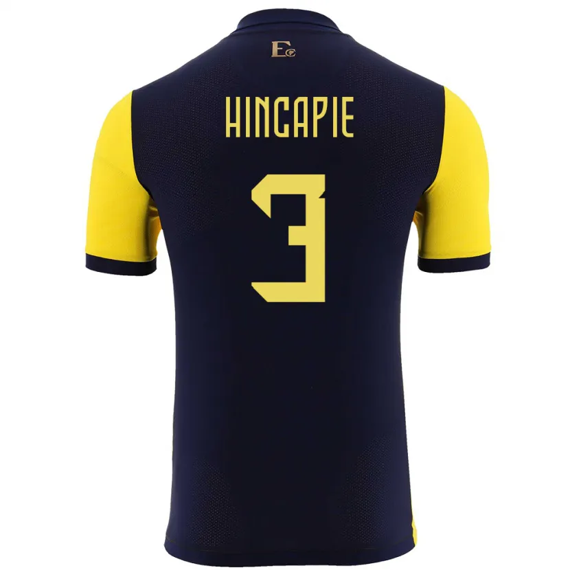 Danxen Kinder Ecuador Piero Hincapie #3 Gelb Heimtrikot Trikot 24-26 T-Shirt
