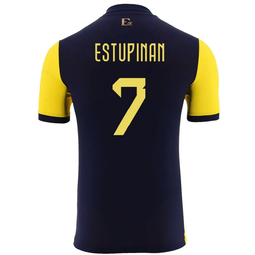 Danxen Kinder Ecuador Pervis Estupinan #7 Gelb Heimtrikot Trikot 24-26 T-Shirt