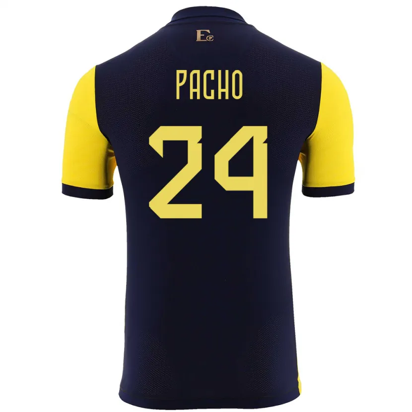 Danxen Kinder Ecuador William Pacho #24 Gelb Heimtrikot Trikot 24-26 T-Shirt