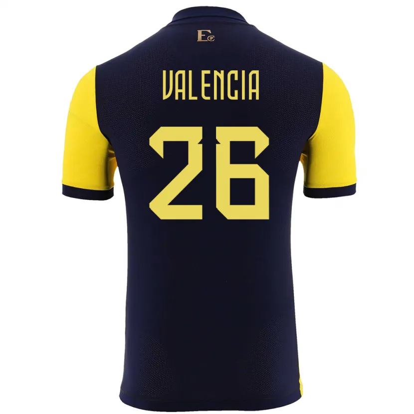 Danxen Kinder Ecuador Anthony Valencia #26 Gelb Heimtrikot Trikot 24-26 T-Shirt