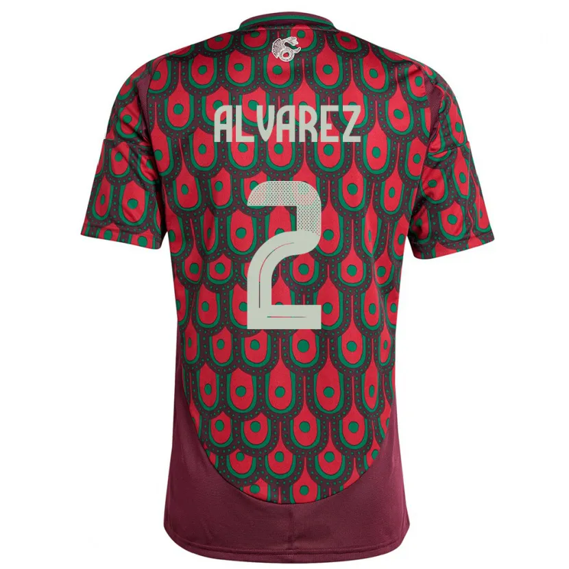 Danxen Kinder Mexiko Kevin Alvarez #2 Kastanienbraun Heimtrikot Trikot 24-26 T-Shirt