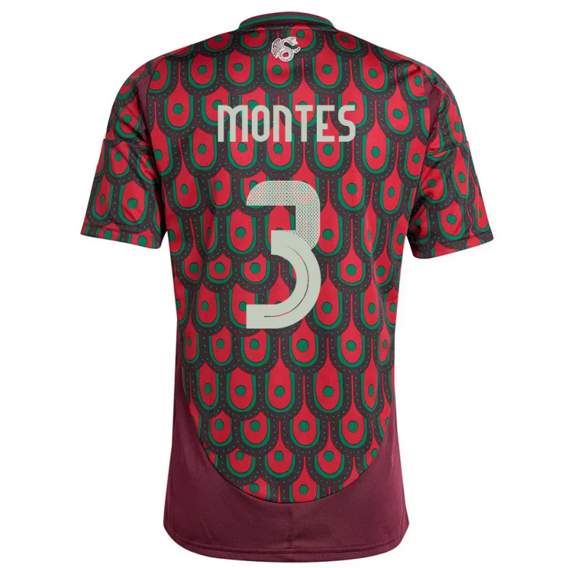 Danxen Kinder Mexiko Cesar Montes #3 Kastanienbraun Heimtrikot Trikot 24-26 T-Shirt