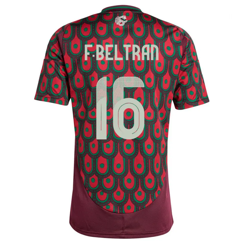 Danxen Kinder Mexiko Fernando Beltran #16 Kastanienbraun Heimtrikot Trikot 24-26 T-Shirt