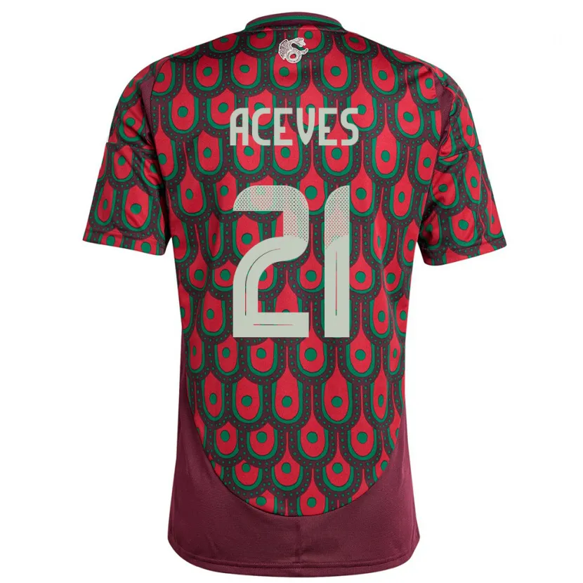 Danxen Kinder Mexiko Daniel Aceves #21 Kastanienbraun Heimtrikot Trikot 24-26 T-Shirt