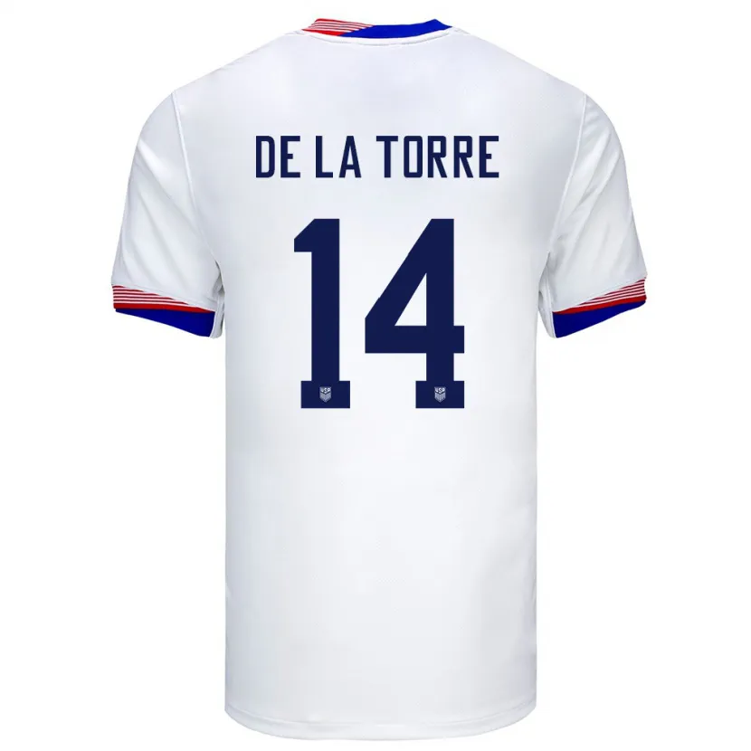 Danxen Kinder Vereinigte Staaten Luca De La Torre #14 Weiß Heimtrikot Trikot 24-26 T-Shirt