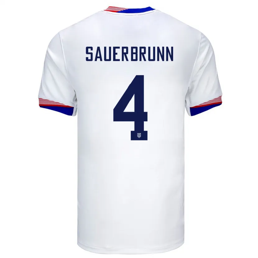 Danxen Kinder Vereinigte Staaten Becky Sauerbrunn #4 Weiß Heimtrikot Trikot 24-26 T-Shirt
