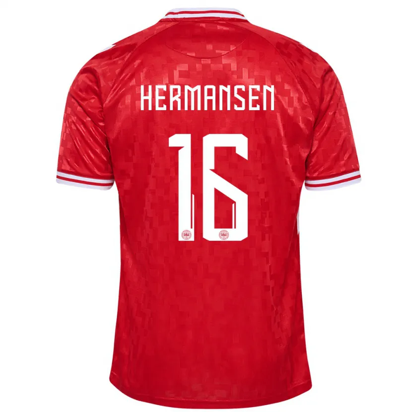 Danxen Kinder Dänemark Mads Hermansen #16 Rot Heimtrikot Trikot 24-26 T-Shirt