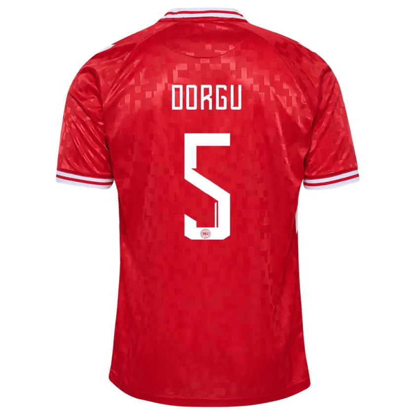 Danxen Kinder Dänemark Patrick Dorgu #5 Rot Heimtrikot Trikot 24-26 T-Shirt