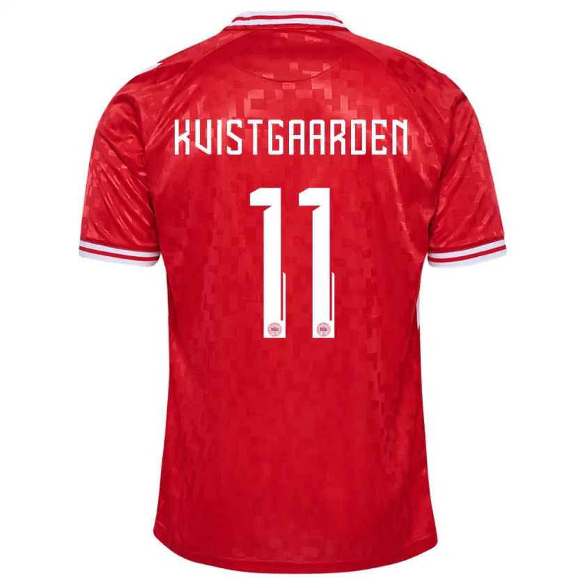 Danxen Kinder Dänemark Mathias Kvistgaarden #11 Rot Heimtrikot Trikot 24-26 T-Shirt