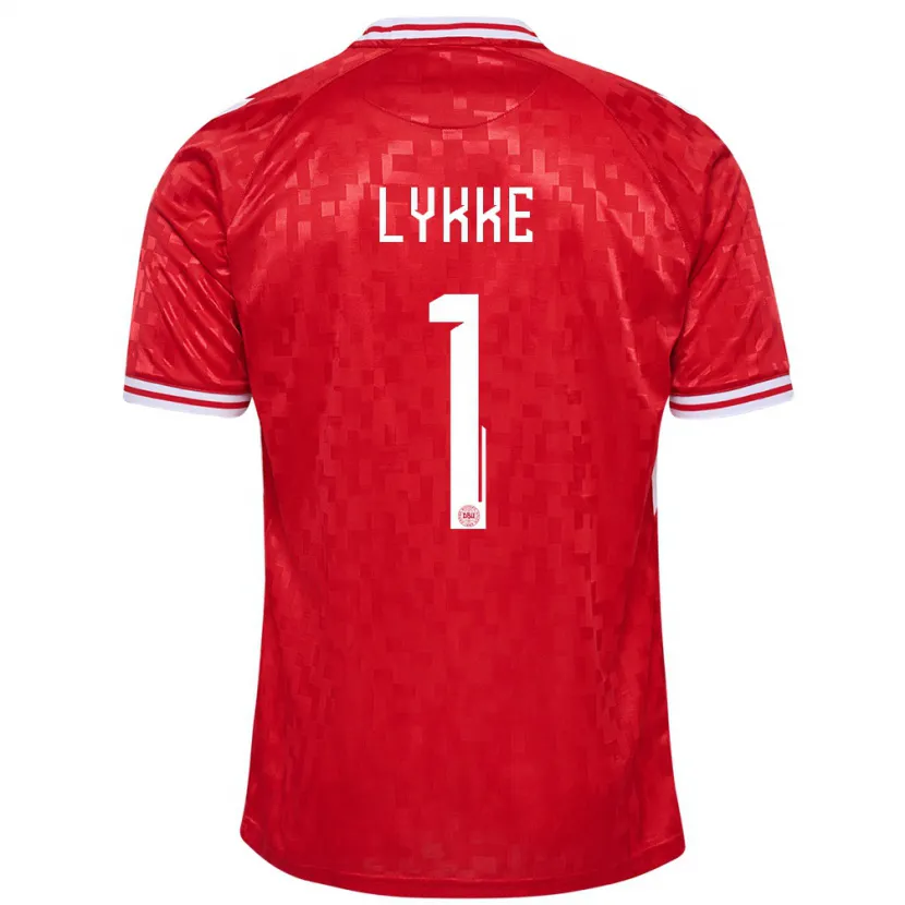 Danxen Kinder Dänemark William Lykke #1 Rot Heimtrikot Trikot 24-26 T-Shirt