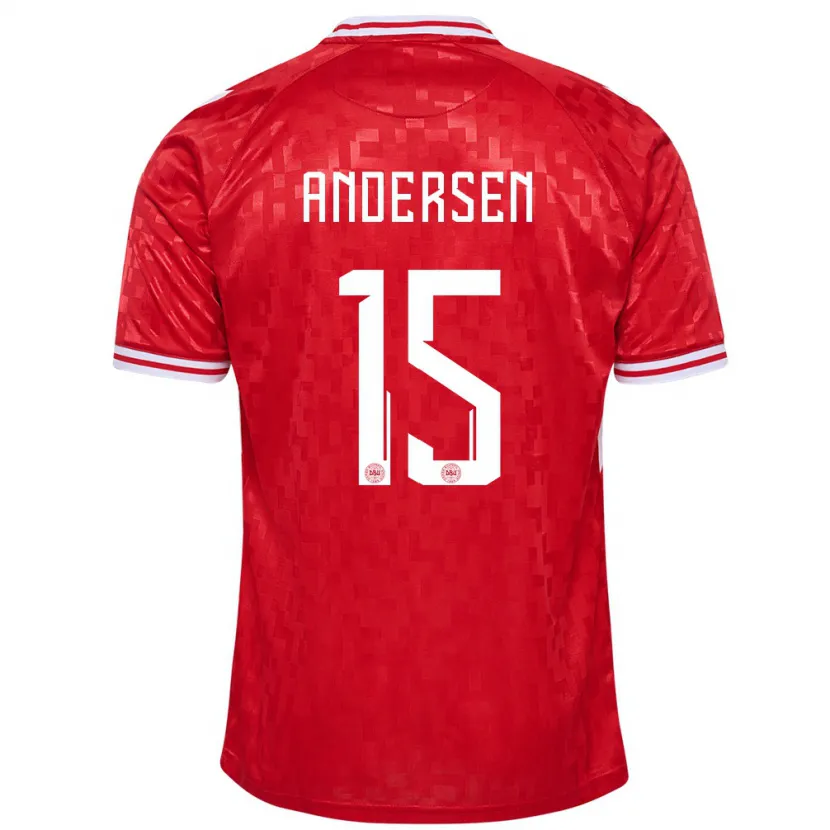 Danxen Kinder Dänemark Jacob Andersen #15 Rot Heimtrikot Trikot 24-26 T-Shirt