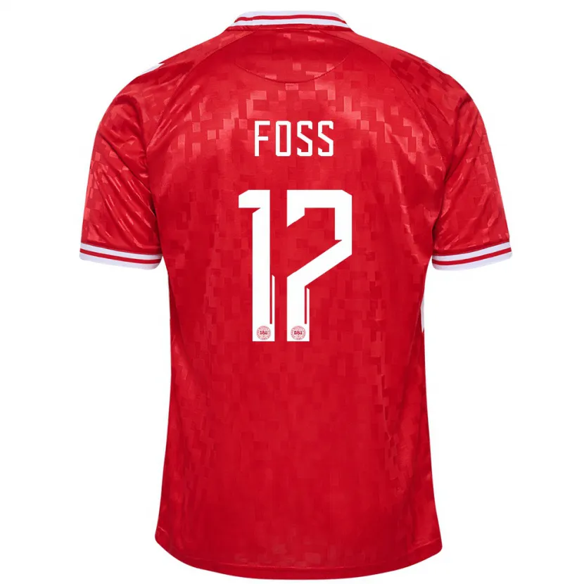 Danxen Kinder Dänemark Jonathan Foss #17 Rot Heimtrikot Trikot 24-26 T-Shirt
