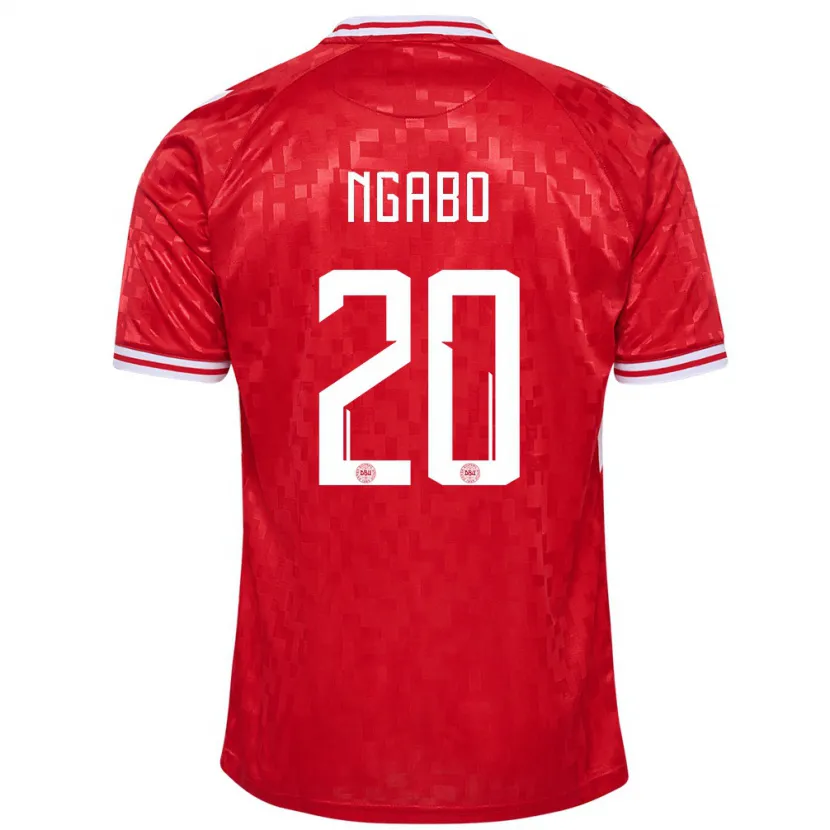 Danxen Kinder Dänemark Sanders Ngabo #20 Rot Heimtrikot Trikot 24-26 T-Shirt