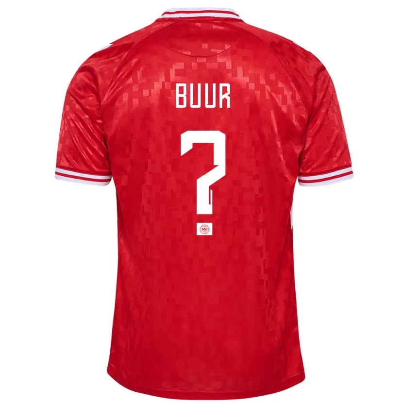 Danxen Kinder Dänemark Oscar Buur #0 Rot Heimtrikot Trikot 24-26 T-Shirt