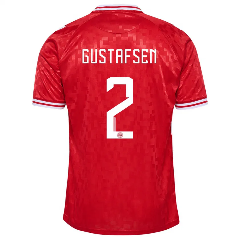Danxen Kinder Dänemark Victor Gustafsen #2 Rot Heimtrikot Trikot 24-26 T-Shirt