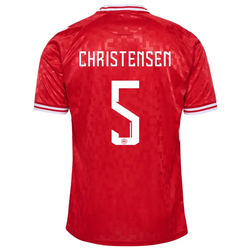 Danxen Kinder Dänemark Aske Christensen #5 Rot Heimtrikot Trikot 24-26 T-Shirt