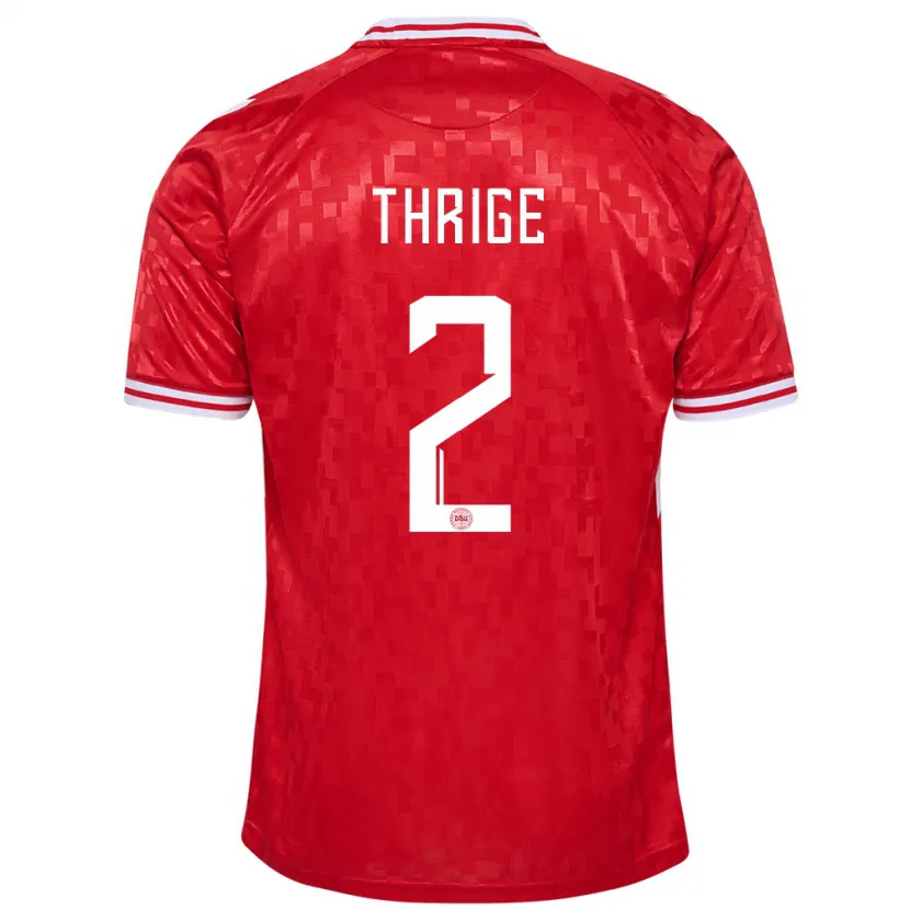 Danxen Kinder Dänemark Sara Thrige #2 Rot Heimtrikot Trikot 24-26 T-Shirt