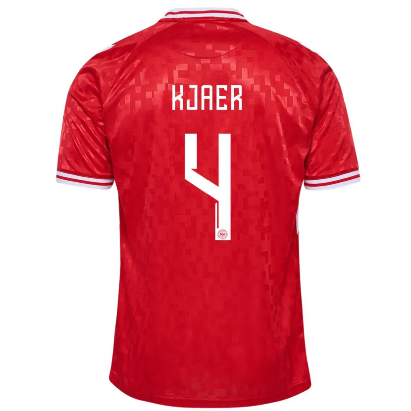 Danxen Kinder Dänemark Simon Kjaer #4 Rot Heimtrikot Trikot 24-26 T-Shirt