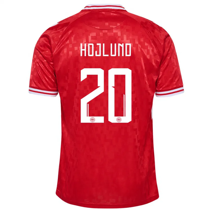 Danxen Kinder Dänemark Rasmus Hojlund #20 Rot Heimtrikot Trikot 24-26 T-Shirt