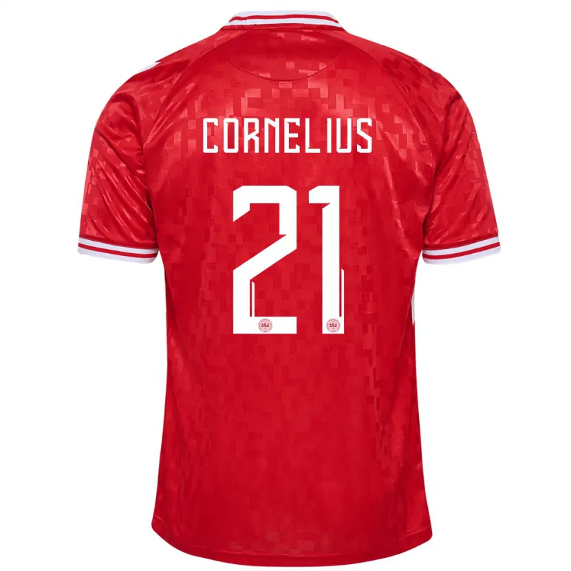 Danxen Kinder Dänemark Andreas Cornelius #21 Rot Heimtrikot Trikot 24-26 T-Shirt