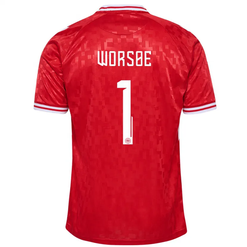 Danxen Kinder Dänemark Laura Worsoe #1 Rot Heimtrikot Trikot 24-26 T-Shirt