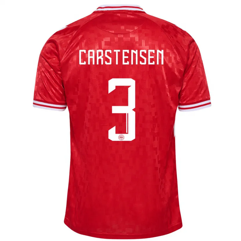 Danxen Kinder Dänemark Rasmus Carstensen #3 Rot Heimtrikot Trikot 24-26 T-Shirt