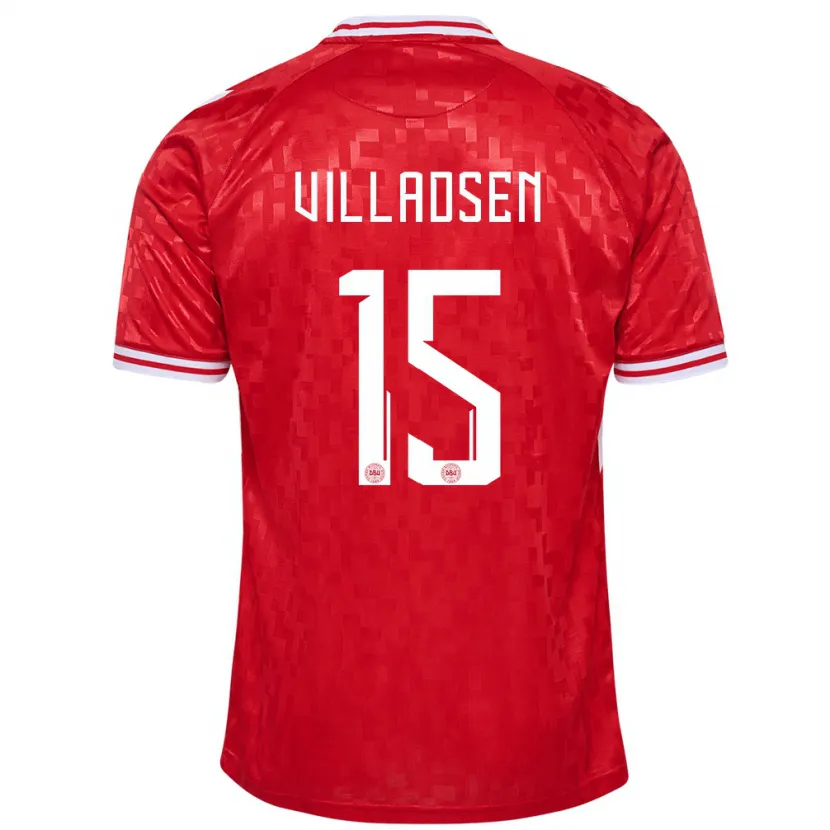 Danxen Kinder Dänemark Oliver Villadsen #15 Rot Heimtrikot Trikot 24-26 T-Shirt