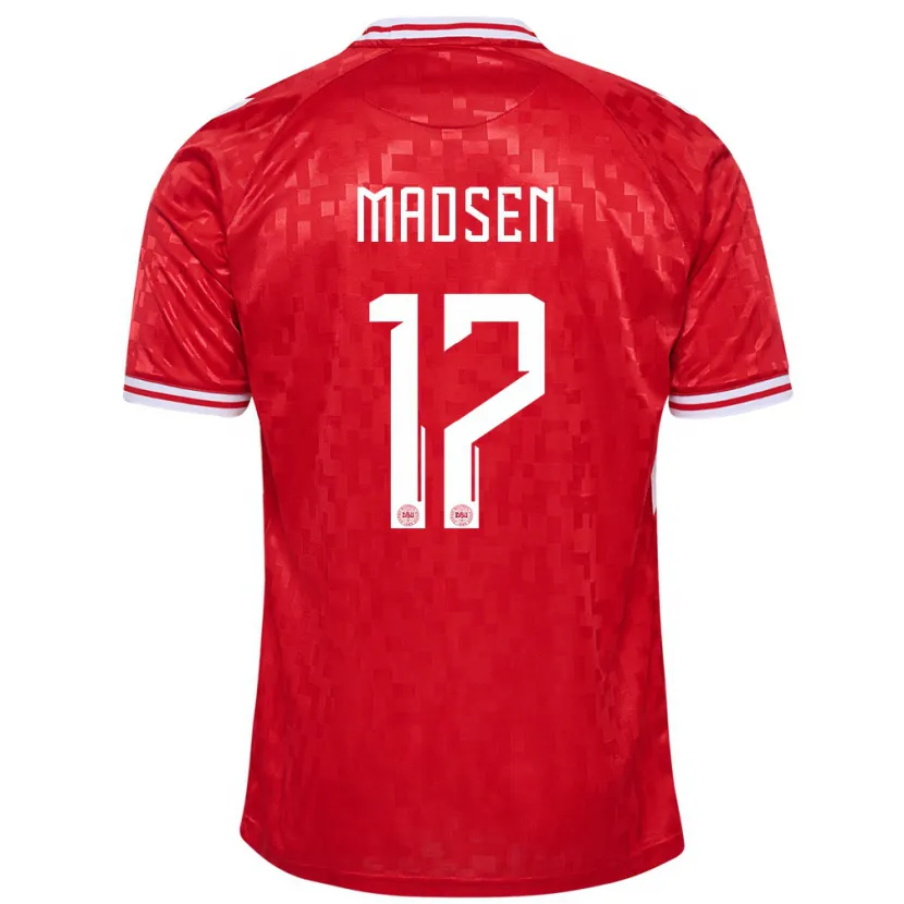 Danxen Kinder Dänemark Nicolas Madsen #17 Rot Heimtrikot Trikot 24-26 T-Shirt