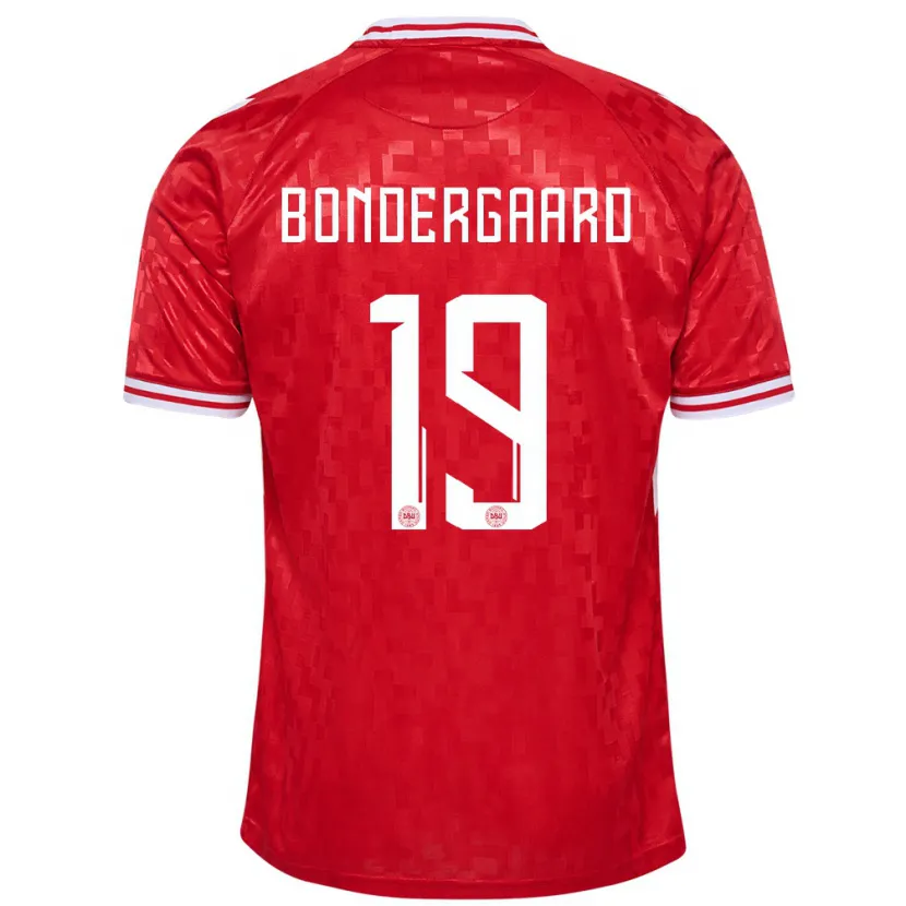 Danxen Kinder Dänemark Asbjorn Bondergaard #19 Rot Heimtrikot Trikot 24-26 T-Shirt