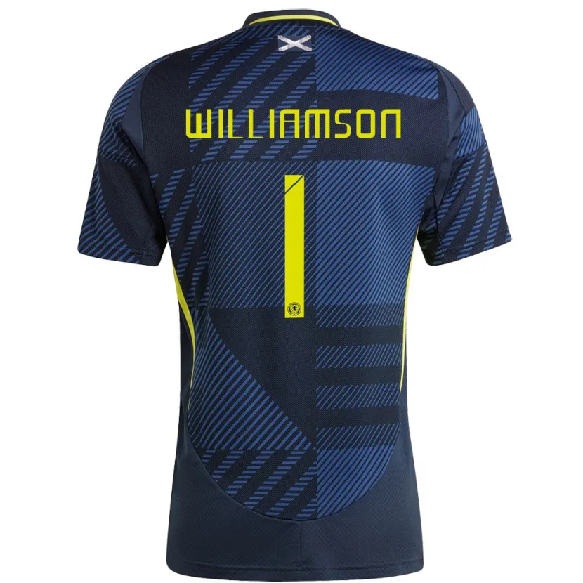 Danxen Kinder Schottland Woody Williamson #1 Dunkelblau Heimtrikot Trikot 24-26 T-Shirt