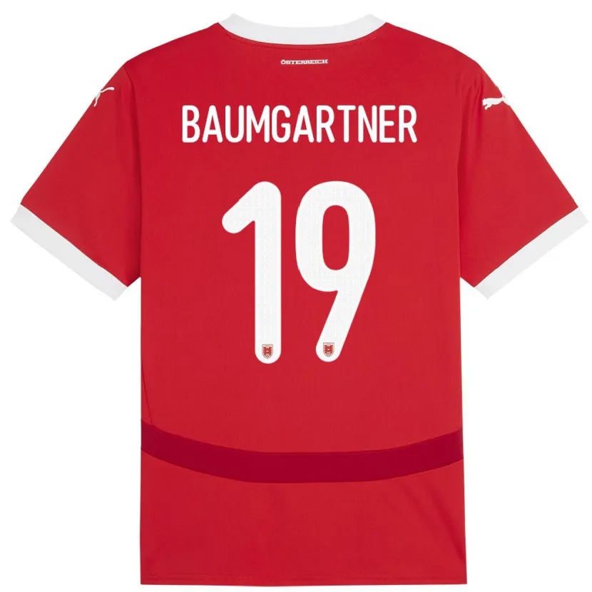 Danxen Kinder Österreich Christoph Baumgartner #19 Rot Heimtrikot Trikot 24-26 T-Shirt