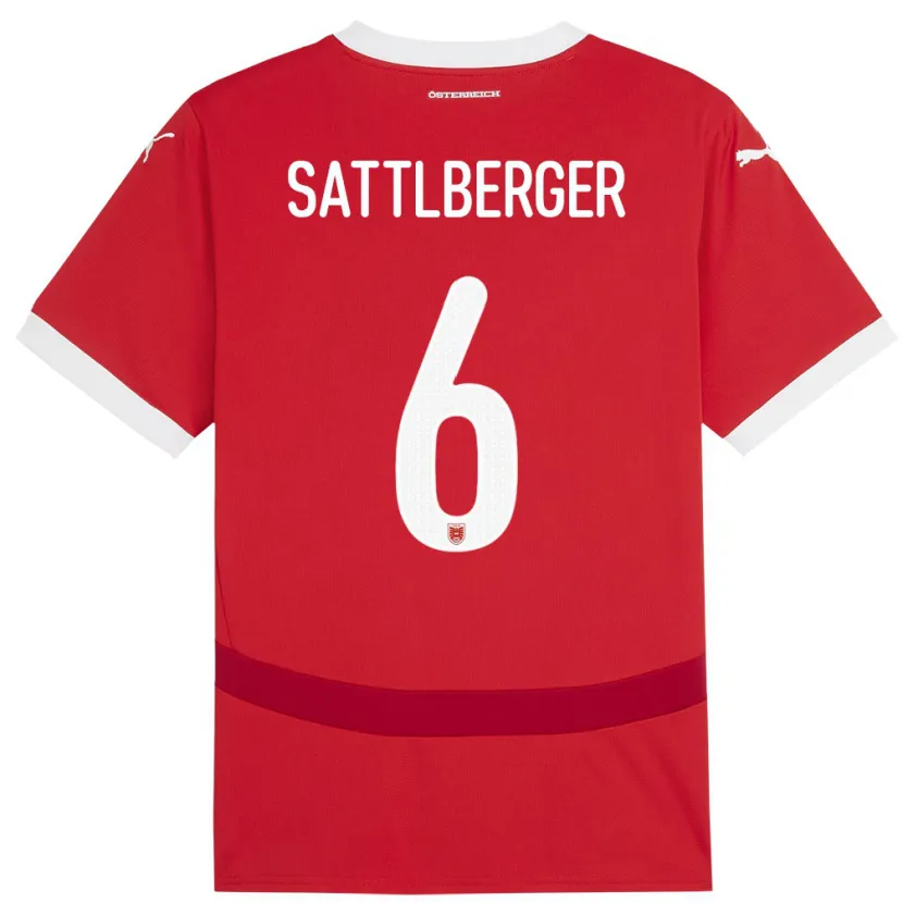 Danxen Kinder Österreich Nikolas Sattlberger #6 Rot Heimtrikot Trikot 24-26 T-Shirt