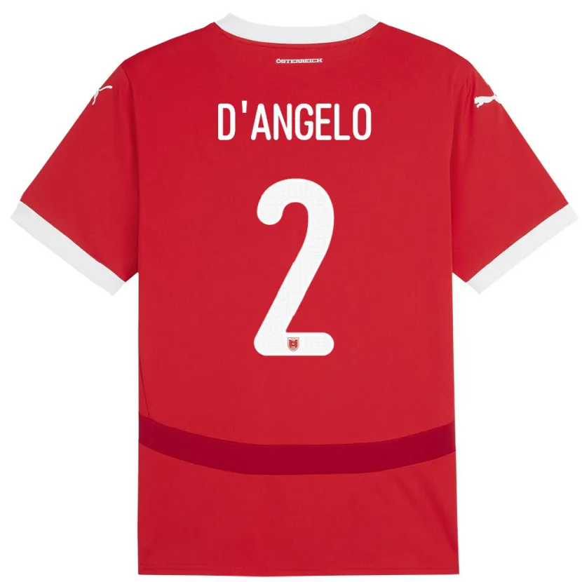 Danxen Kinder Österreich Chiara D’angelo #2 Rot Heimtrikot Trikot 24-26 T-Shirt
