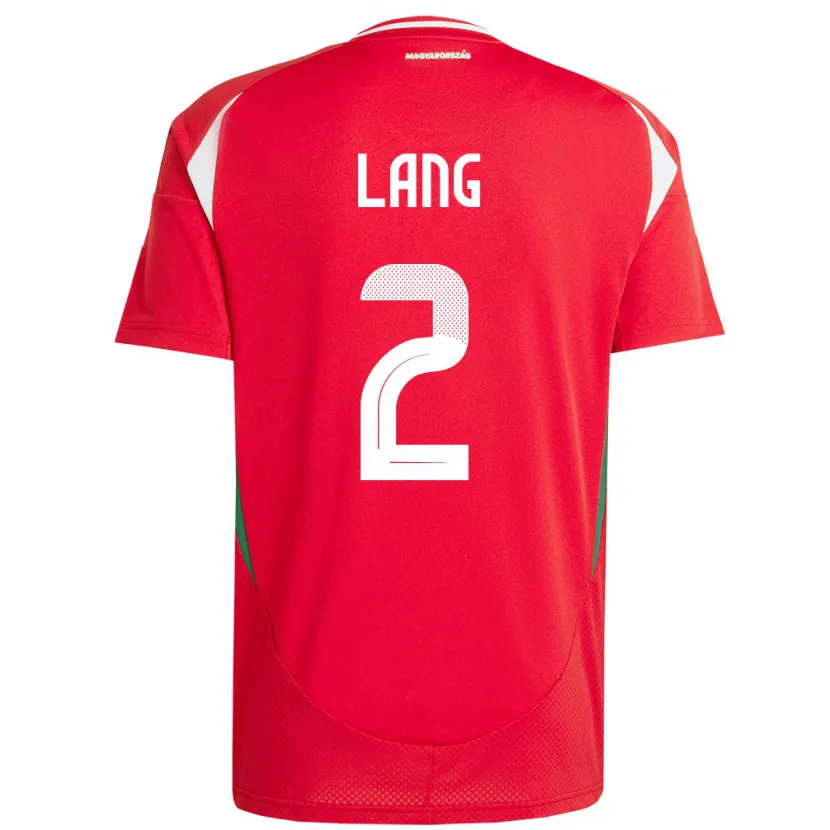 Danxen Kinder Ungarn Ádám Lang #2 Rot Heimtrikot Trikot 24-26 T-Shirt