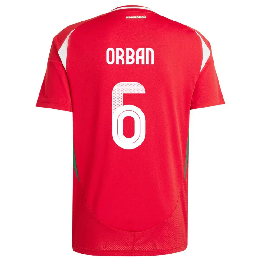 Danxen Kinder Ungarn Willi Orbán #6 Rot Heimtrikot Trikot 24-26 T-Shirt