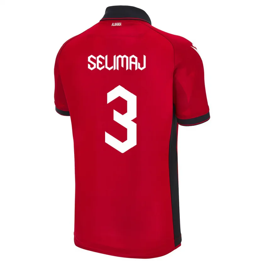 Danxen Kinder Albanien Ermis Selimaj #3 Rot Heimtrikot Trikot 24-26 T-Shirt