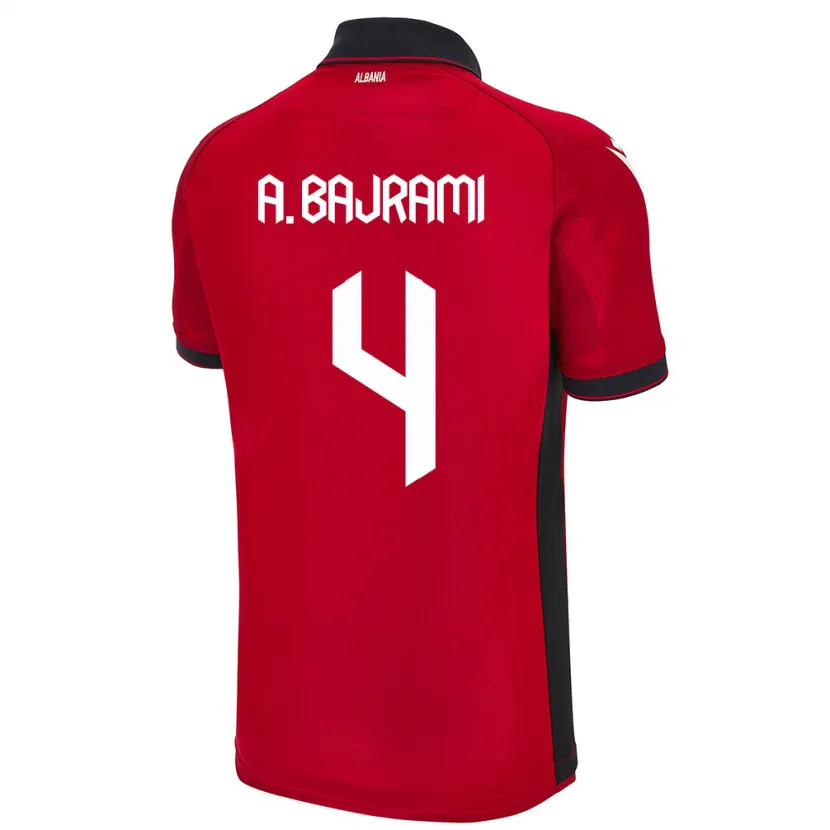 Danxen Kinder Albanien Adrian Bajrami #4 Rot Heimtrikot Trikot 24-26 T-Shirt