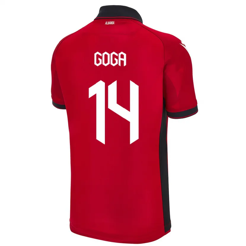 Danxen Kinder Albanien Ergi Goga #14 Rot Heimtrikot Trikot 24-26 T-Shirt