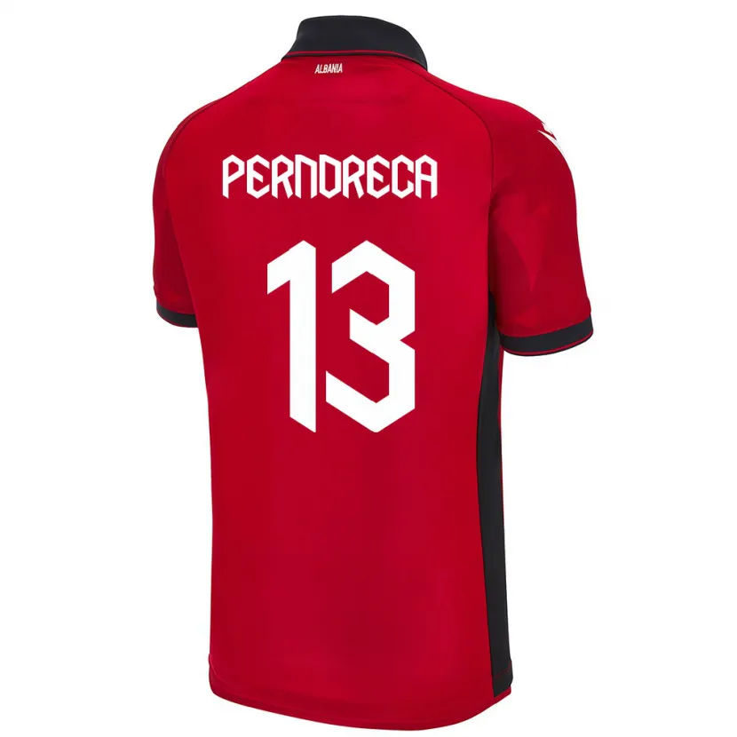 Danxen Kinder Albanien Fabjan Perndreca #13 Rot Heimtrikot Trikot 24-26 T-Shirt