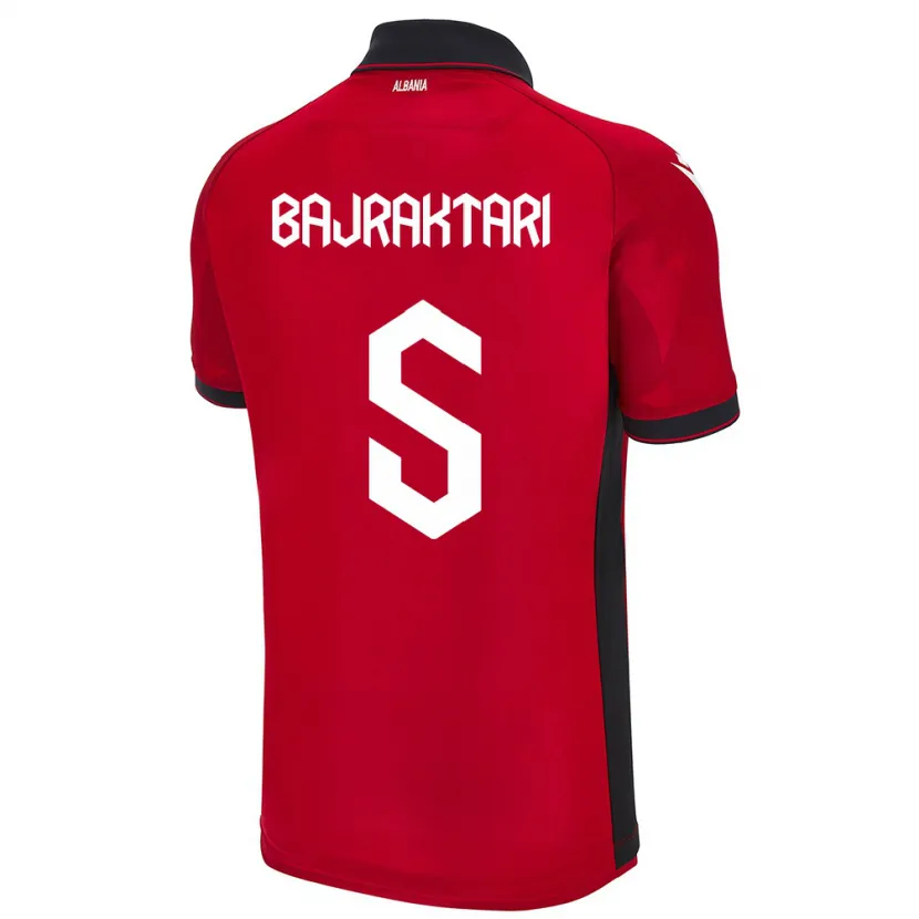 Danxen Kinder Albanien Arbiona Bajraktari #5 Rot Heimtrikot Trikot 24-26 T-Shirt
