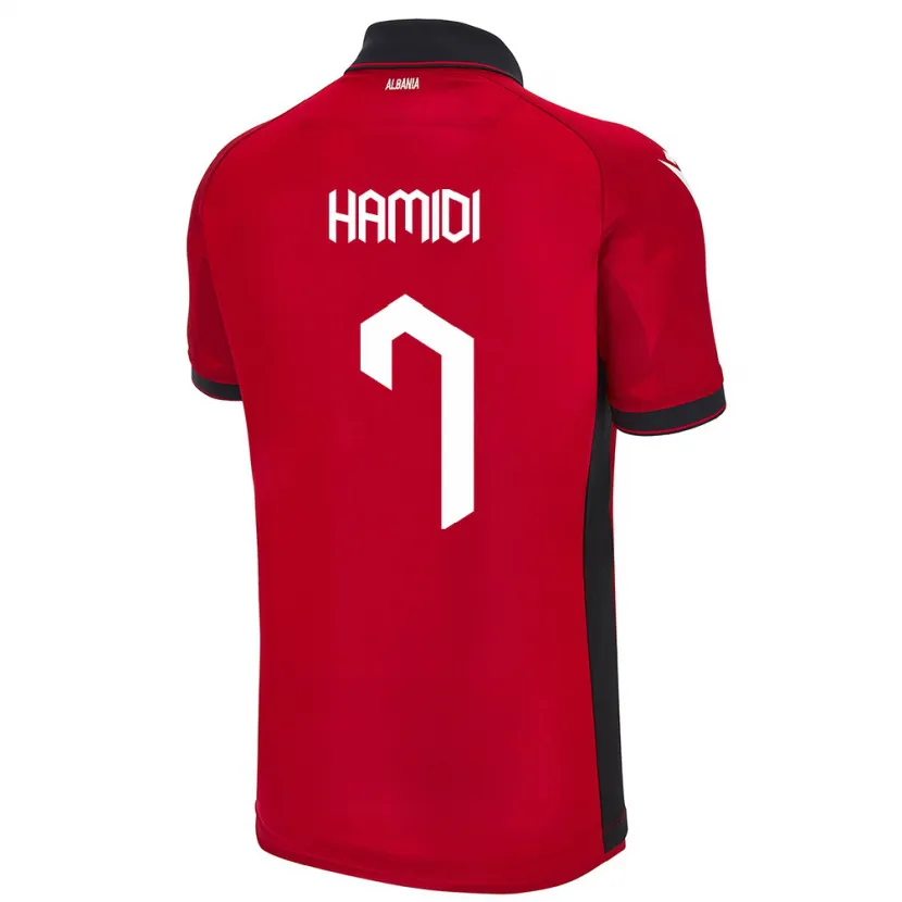 Danxen Kinder Albanien Mimoza Hamidi #7 Rot Heimtrikot Trikot 24-26 T-Shirt